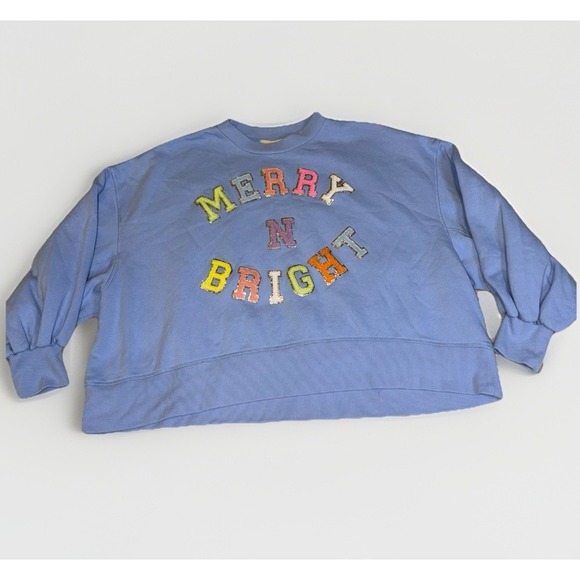 Judith March Tops - Judith March Merry n bright Sz L blue Oversized Pullover Boxy